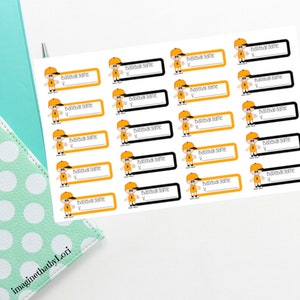 May include: A sheet of 18 baseball-themed stickers with a cartoon baseball player wearing a yellow and black uniform. Each sticker has a blank space for writing "Baseball Game" and the score.