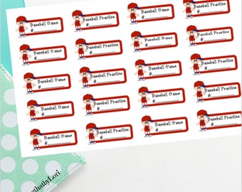 Baseball practice and game planner stickers