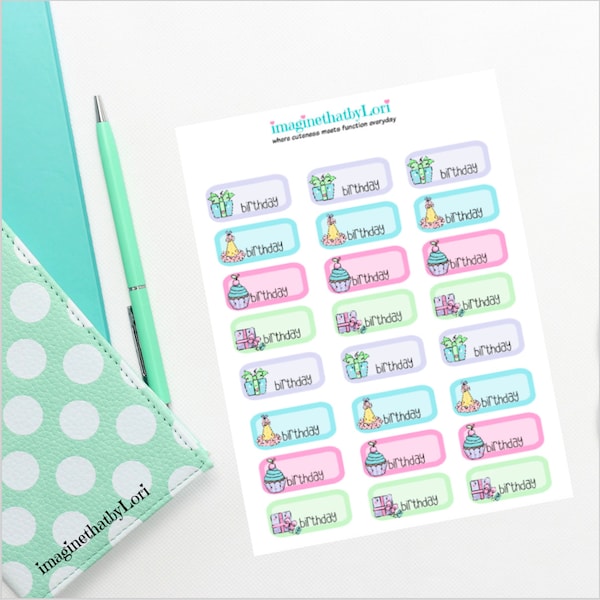 Mini Birthday reminder boxes party gift planner stickers