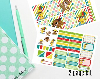 Raining Cats and Dogs April Spring planner sticker kit