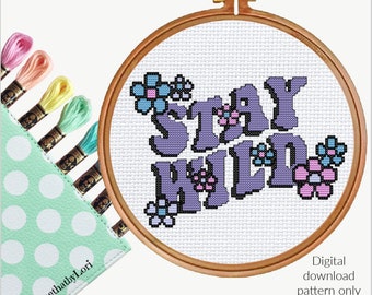 Stay Wild planner cute digital cross stitch pattern embroidery