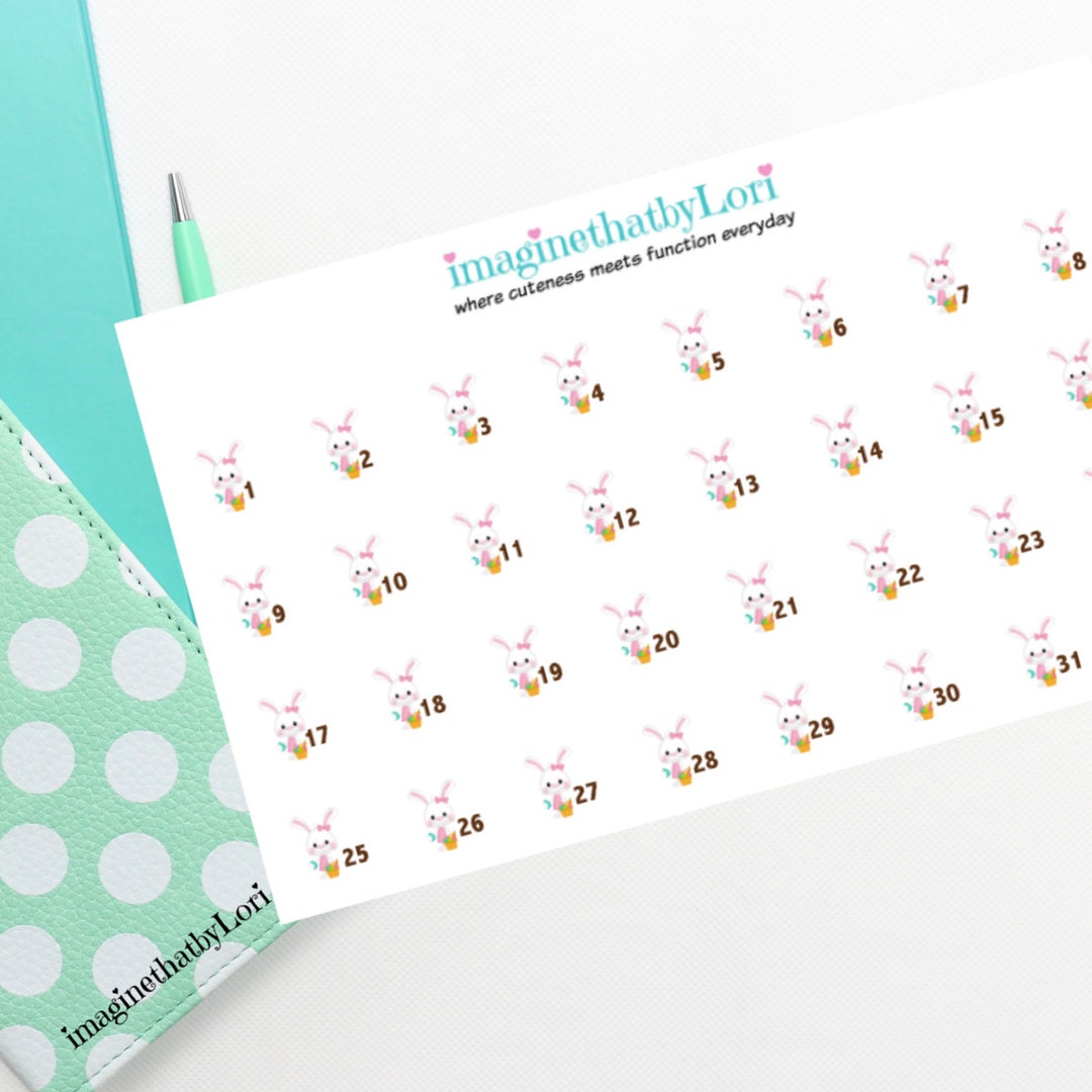 Easter Bunny Spring Planner Stickers Date Cover Countdown - Etsy