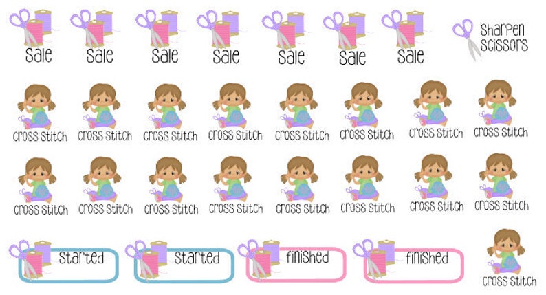 cross stitch planner stickers image 1