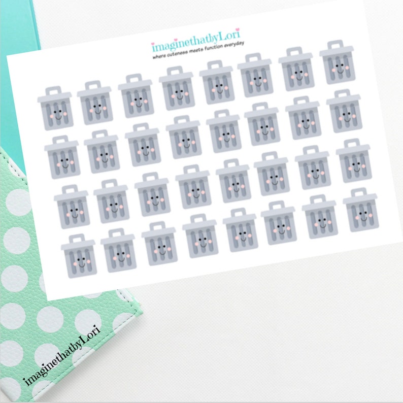 Trash Can Planner Stickers image 1