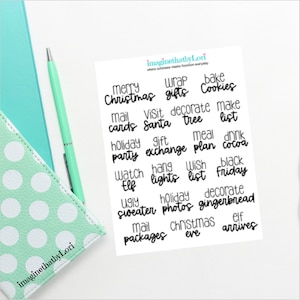 Christmas Holiday sampler word script cute planner stickers