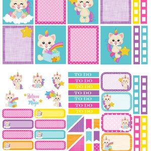 Unicorn Kitty planner sticker kit
