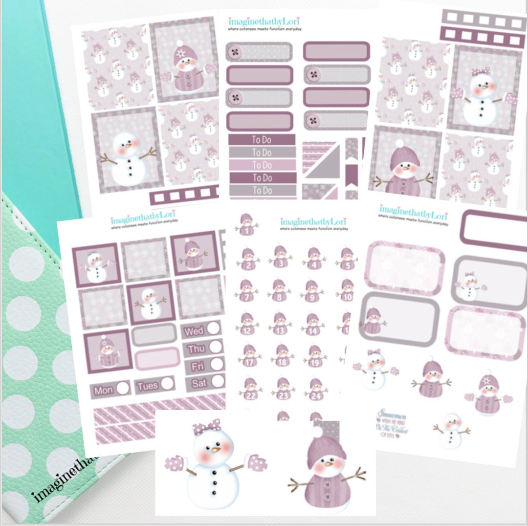 Snowman Planner Stickers: Winter Holiday Mini Kit - Etsy