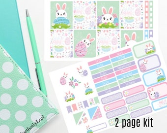 Cute Bunny Girl planner sticker kit