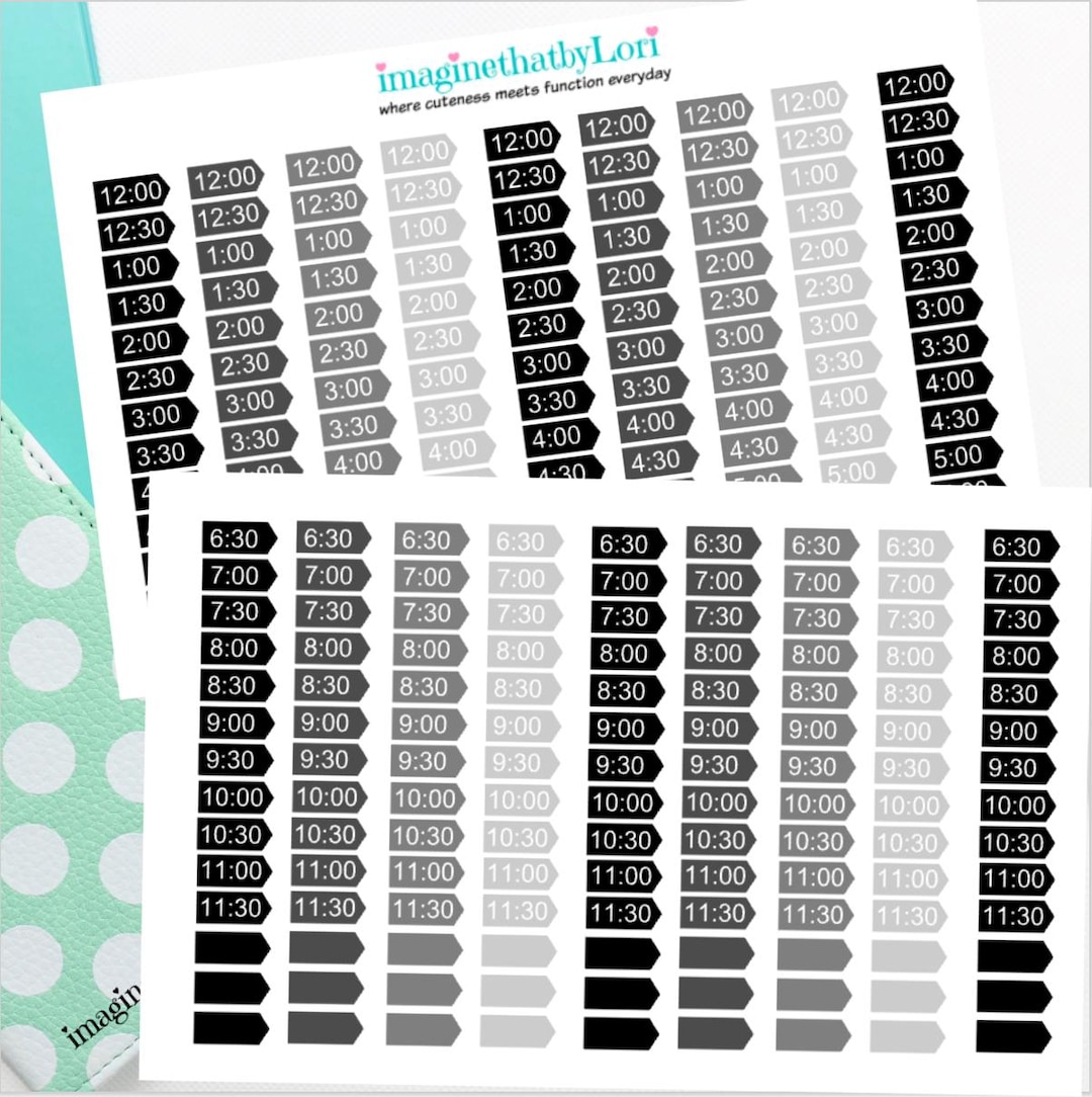 Time Planner Stickers Hourly Schedule Daily - Etsy