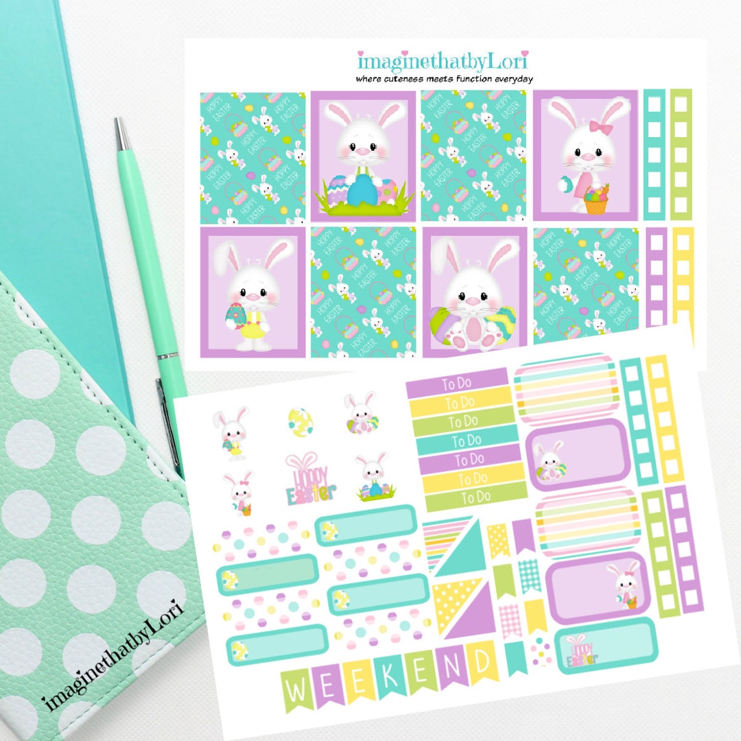 Easter Spring Bunny Planner Stickers Kit - Etsy