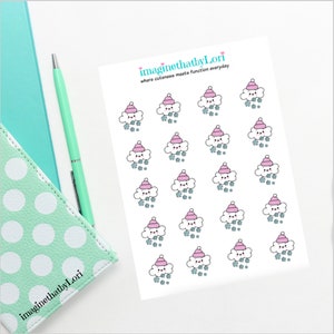 Winter weather snow snowing cloud planner stickers
