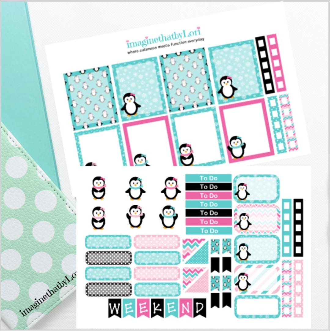 Winter Penguins Planner Stickers - Etsy