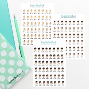 May include: Three sheets of stickers featuring cartoon nurses with different skin tones. Each sheet has the text "Work" repeated multiple times.