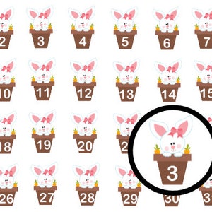 Cute bunny Easter planner sticker count down date cover