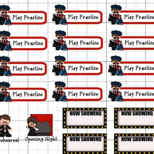 drama play practice planner stickers