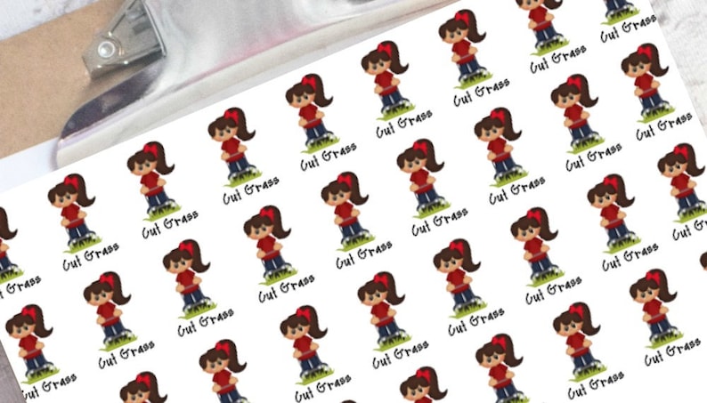 cut grass girl planner stickers image 1