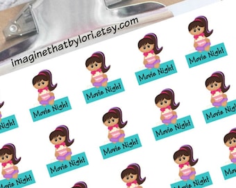 Movie Night planner stickers