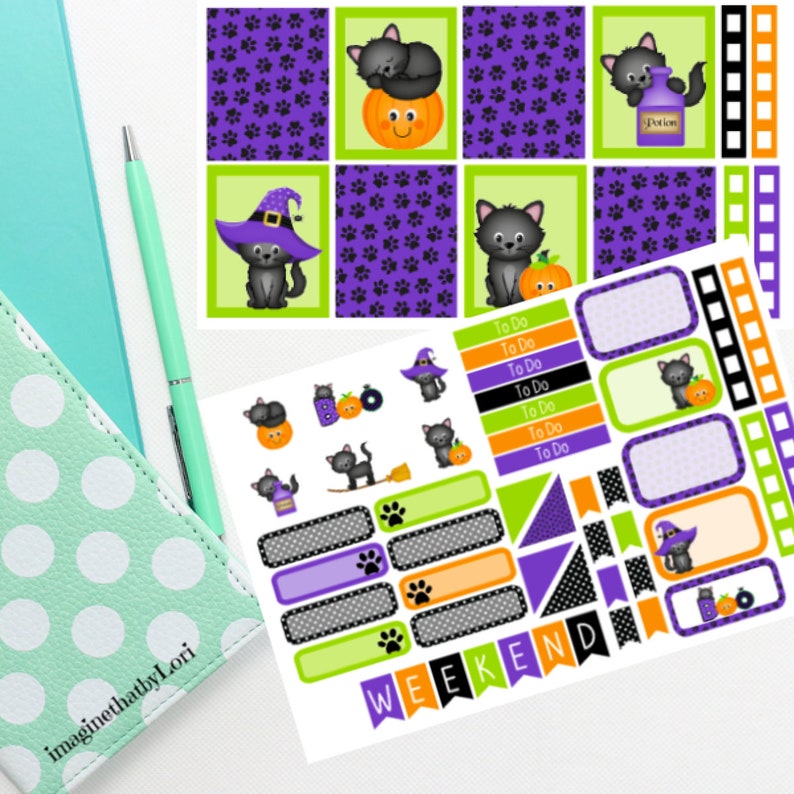 Cute Black Cat Halloween October kit image 1
