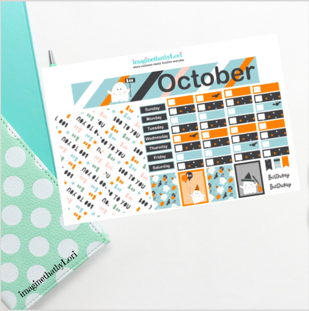 Bootiful Halloween Ghost Pumpkin Fall October Planner Stickers ...