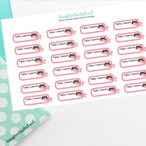 Girl swim lesson planner stickers