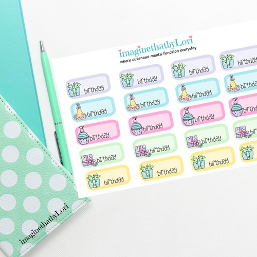 HAPPY BIRTHDAY Stickers. Planner Stickers. Happy Birthday Etsy