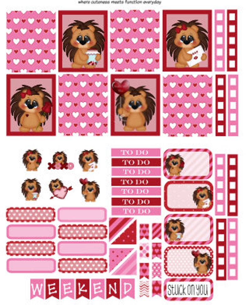stuck on you Valentines planner sticker kit image 1