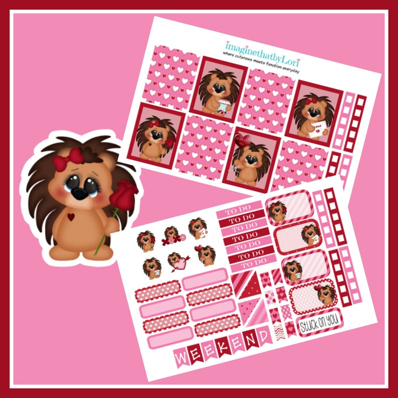 stuck on you Valentines planner sticker kit image 2