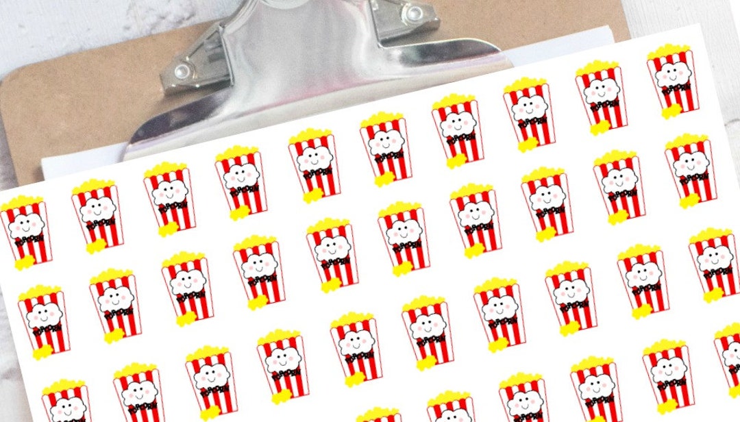Movie Night Popcorn Planner Stickers - Etsy