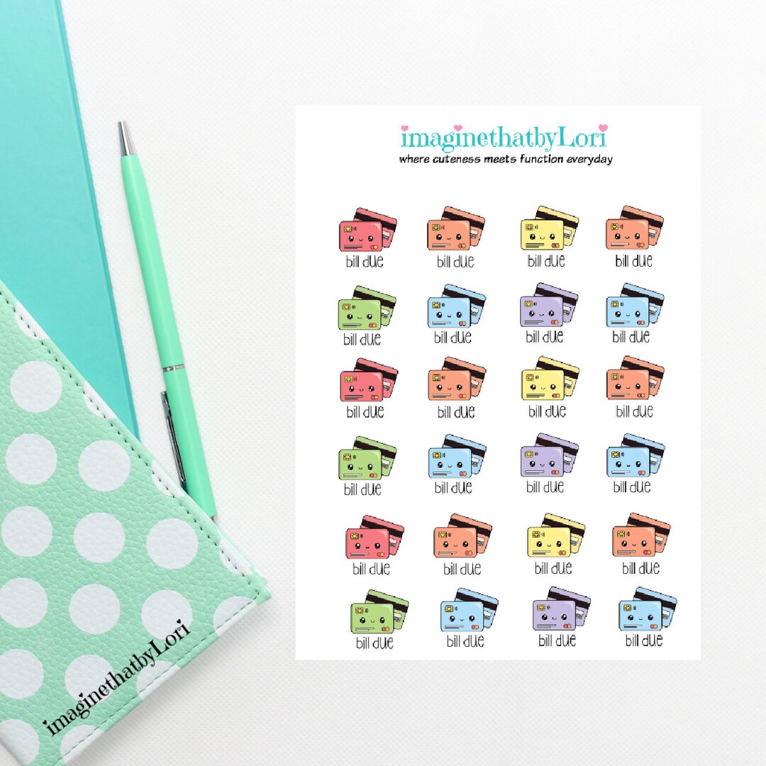 Cute Credit Card Bill Due Planner Stickers - Etsy