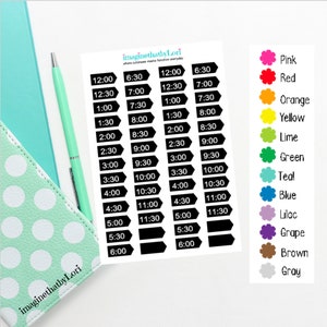 Time hours hourly decorative planner stickers