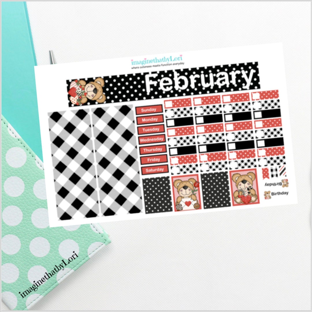 Beary Sweet Valentine Planner Stickers Hobonichi Hobo Monthly - Etsy