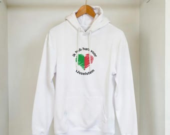 Sudadera clásica con capucha "Heart for IJsselstein" - Algodón unisex - Estampado sostenible - Blanco