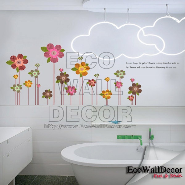 PEEL and STICK Removable Vinyl Wall Sticker Mural Decal Art - Colorful Growing Flowers Lollipop II