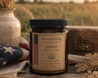 Vela de soja Prairie / Heno seco, salvia silvestre, cedro / Decoración para el hogar estilo americano (255 g)