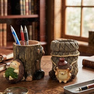 Igel Stiftehalter, Baumstumpf Make-up Pinsel Halter, Tier Schreibwaren Topf, Tabletop Bleistiftbecher, Desktop Stifte Teiler