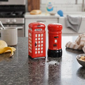 Kitchen Spices Shakers, Telephone & Post Box Salt and Pepper Dispensers, Red Cruet Set, Tabletop Spices Pot