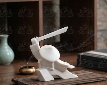 Estatueta de Samurai Japonês, Estátua de Espadachim, Escultura de Guerreiro Ninja, Decoração de Prateleira Japandi, Estatueta Feng Shui, Decoração Zen para Mesa