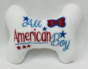 Dog/Puppy Stuffed Bone Toy - Dog Toy Bone -"All American Boy" Dog Toy - 4th of July Dog Toy