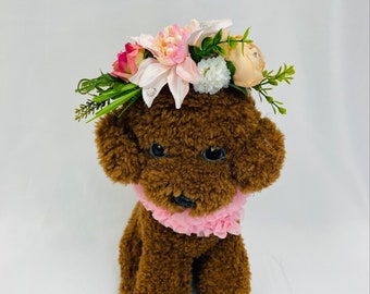 Dog/ Puppy  Wedding Crown - Wedding Flower Crown- Dog Wedding - Dog Wedding gift- Wedding- Dog lover gifts- Dog Floral Headband -Dog Wedding
