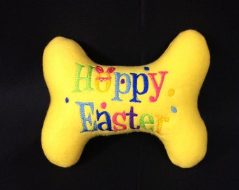 Dog/Puppy Stuffed Bone Toy - Easter Bone Dog Toy - "Hoppy Easter" Dog Toy