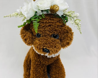 Dog/ Puppy  Wedding Crown - Wedding Flower Crown- Dog Wedding - Dog Wedding gift- Wedding- Dog lover gifts- Dog Floral Headband -Dog Wedding
