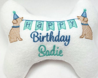 Embroidered Dog Birthday Bone Toy – Personalized Puppy Gift