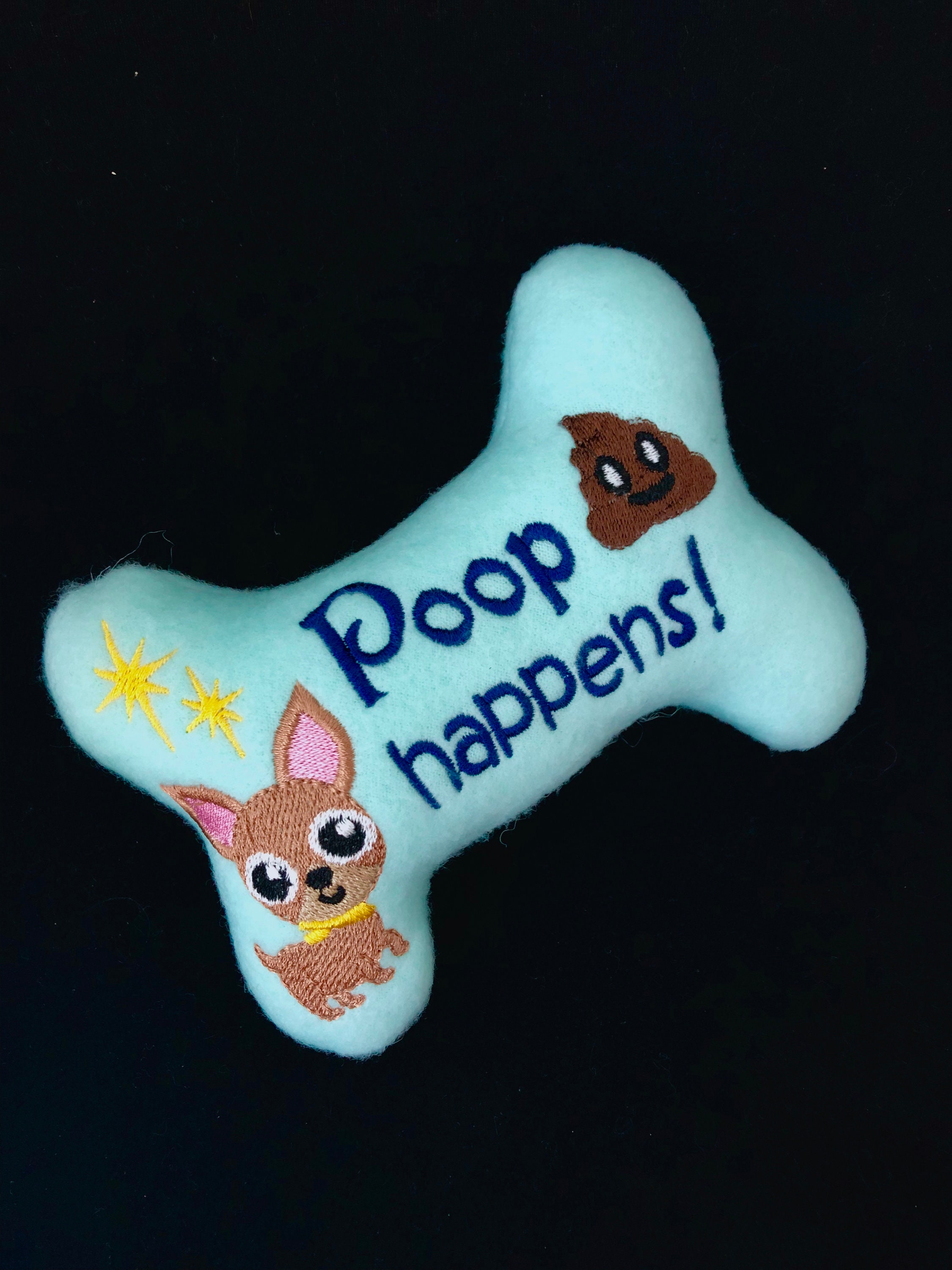 Poop Happens Fleece Dog Bone Toy  Embroidered Puppy Gift - Etsy