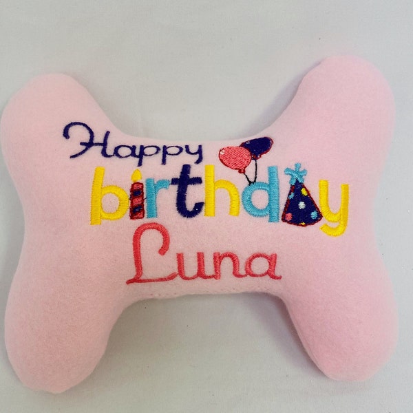 Dog/Puppy Stuffed Bone Toy Birthday - "Happy Birthday" - Dog Toy - Dog Birthday Toys