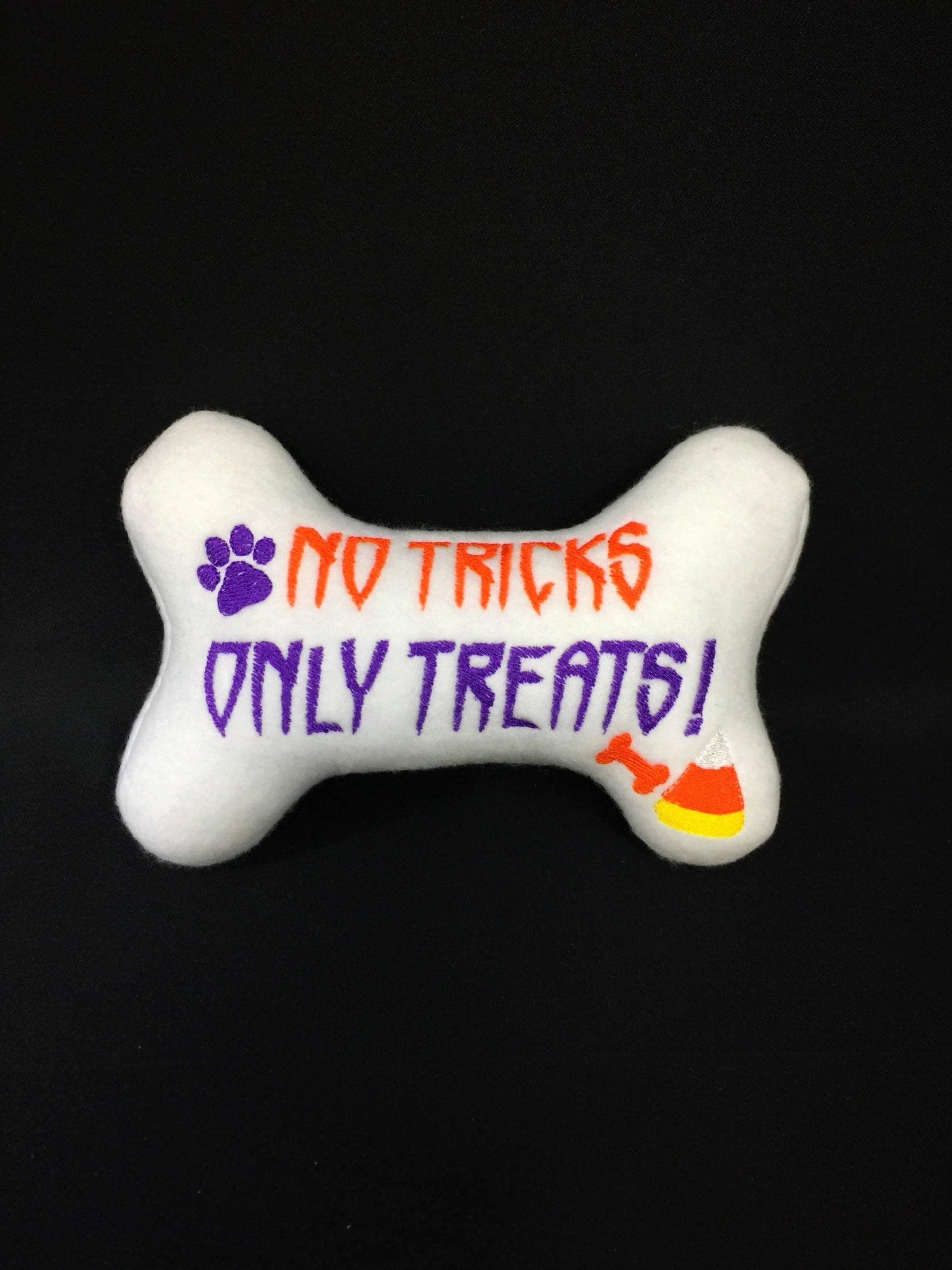 stuffed dog bone toy