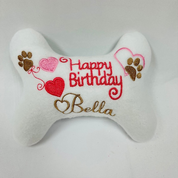 Dog/Puppy Stuffed Bone Toy Birthday - "Happy Birthday" - Dog Toy - Dog Birthday Toys