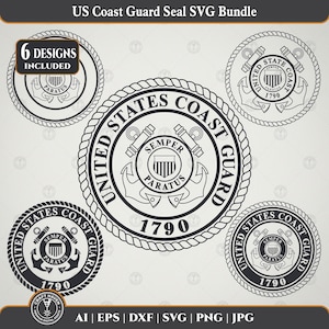 US Coast Guard Seal SVG Bundle | 6 Designs for Laser Engraving, CNC & Craft Cutting