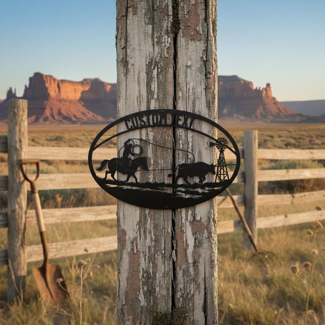 Custom Cowboy Metal Wall Art, Personalized Roping Sign, Rustic ...