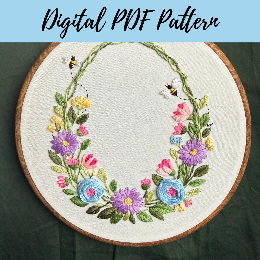 Beginner Floral Egg Wreath Embroidery Pattern – Spring Hoop Art (PDF ...