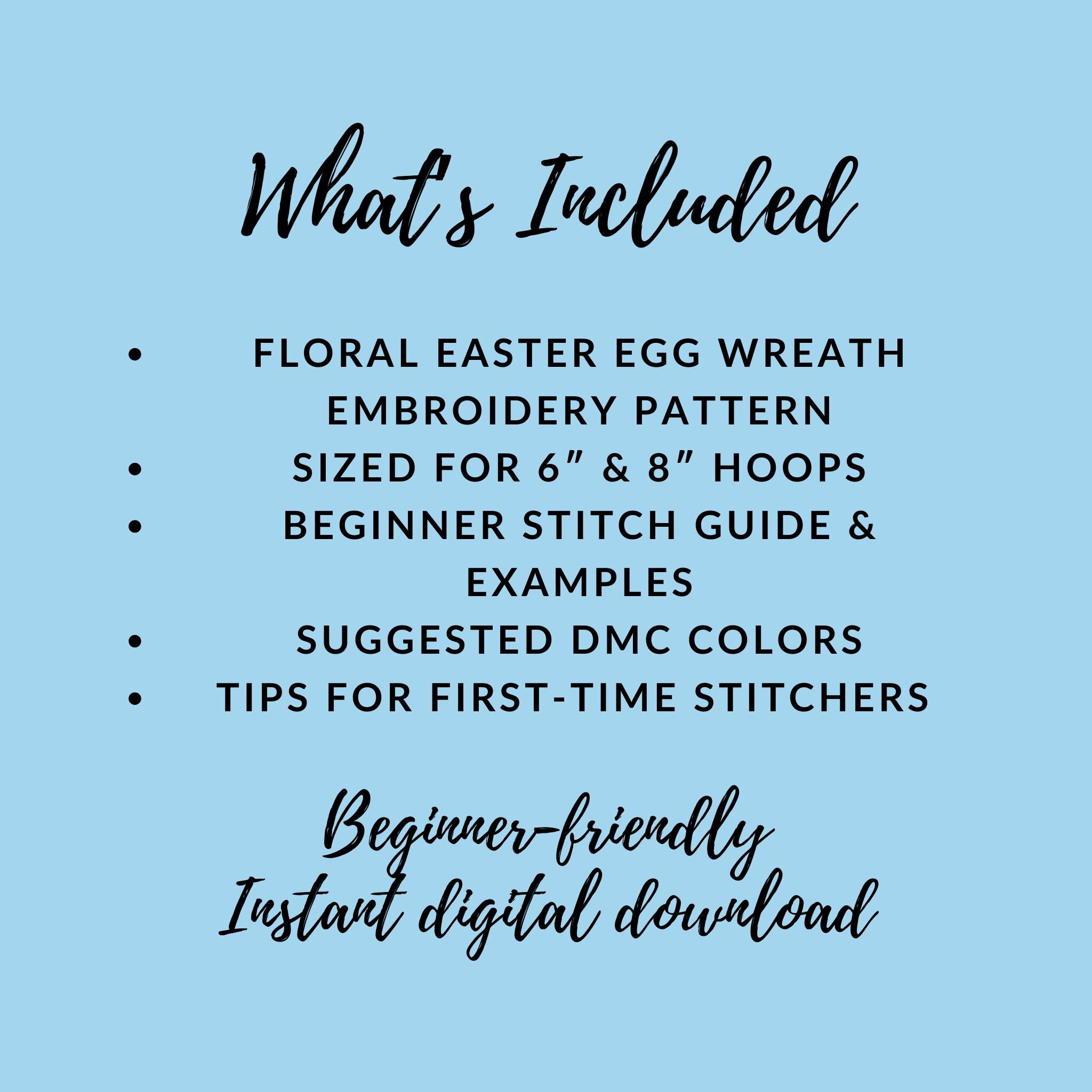 Beginner Floral Egg Wreath Embroidery Pattern – Spring Hoop Art (PDF ...